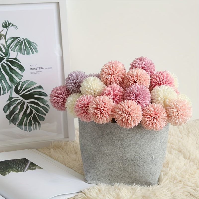 Set av 5 Konstgjorda Krysantemum Blommor – Realistiska Blomsterarrangemang för Bröllop och Heminredning