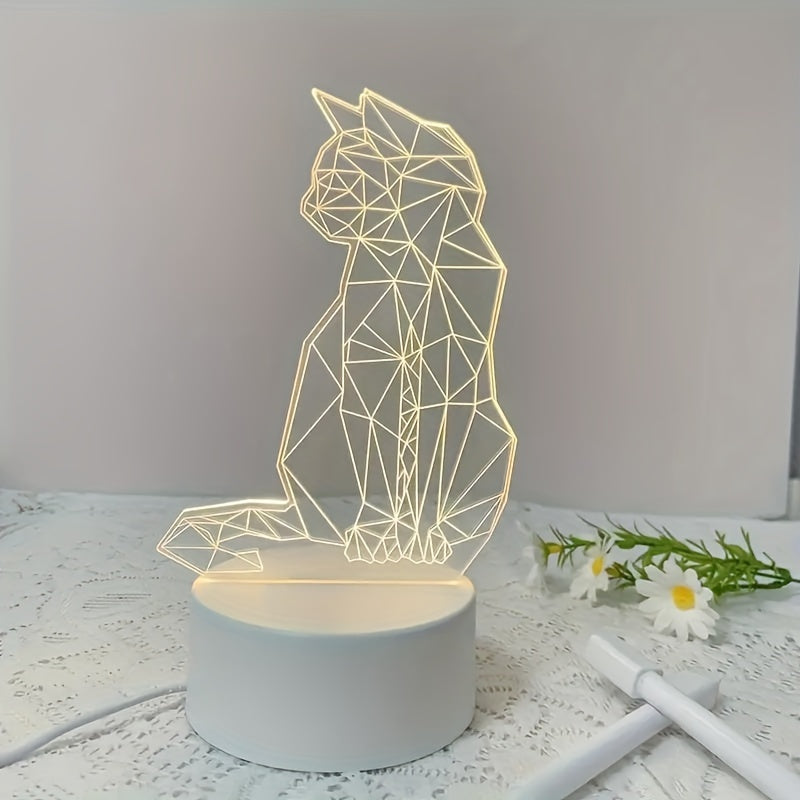 KatLicht - Geometrisk 3D Nattlampa USB Bordslampa