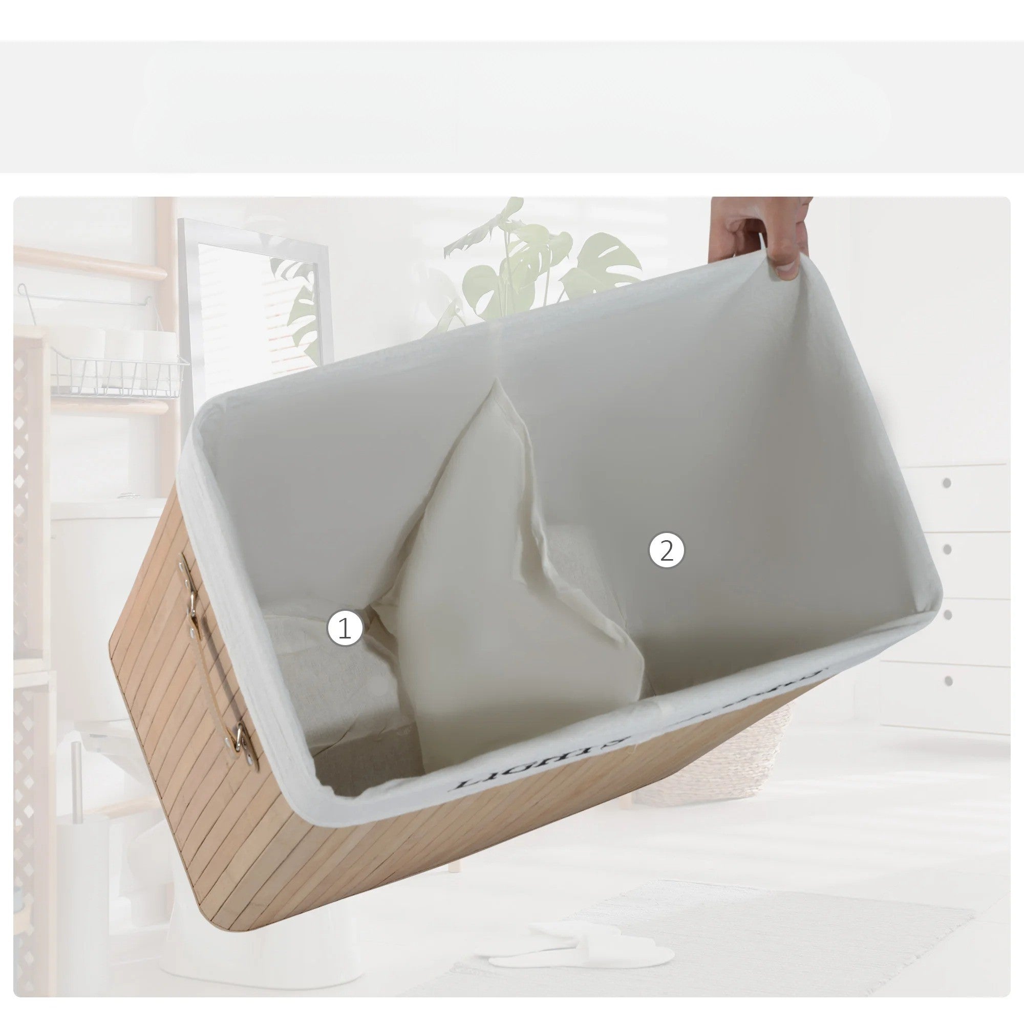 EcoTidy Korg – Bambu Tvättkorg med 2 Fack