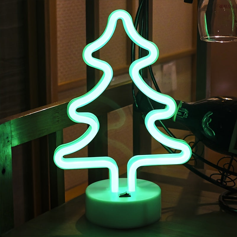 FestiveGlow - LED Neon Julgran Lampa, USB/Batteri Dubbel Strömförsörjning
