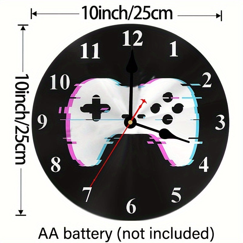 Rund Väggklocka för Spelare - Träkeramik med Batteri, 25.4 cm