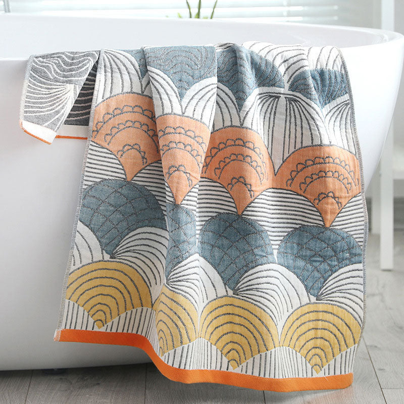 Shell Print Jacquard Bomull Handduk 70x140cm