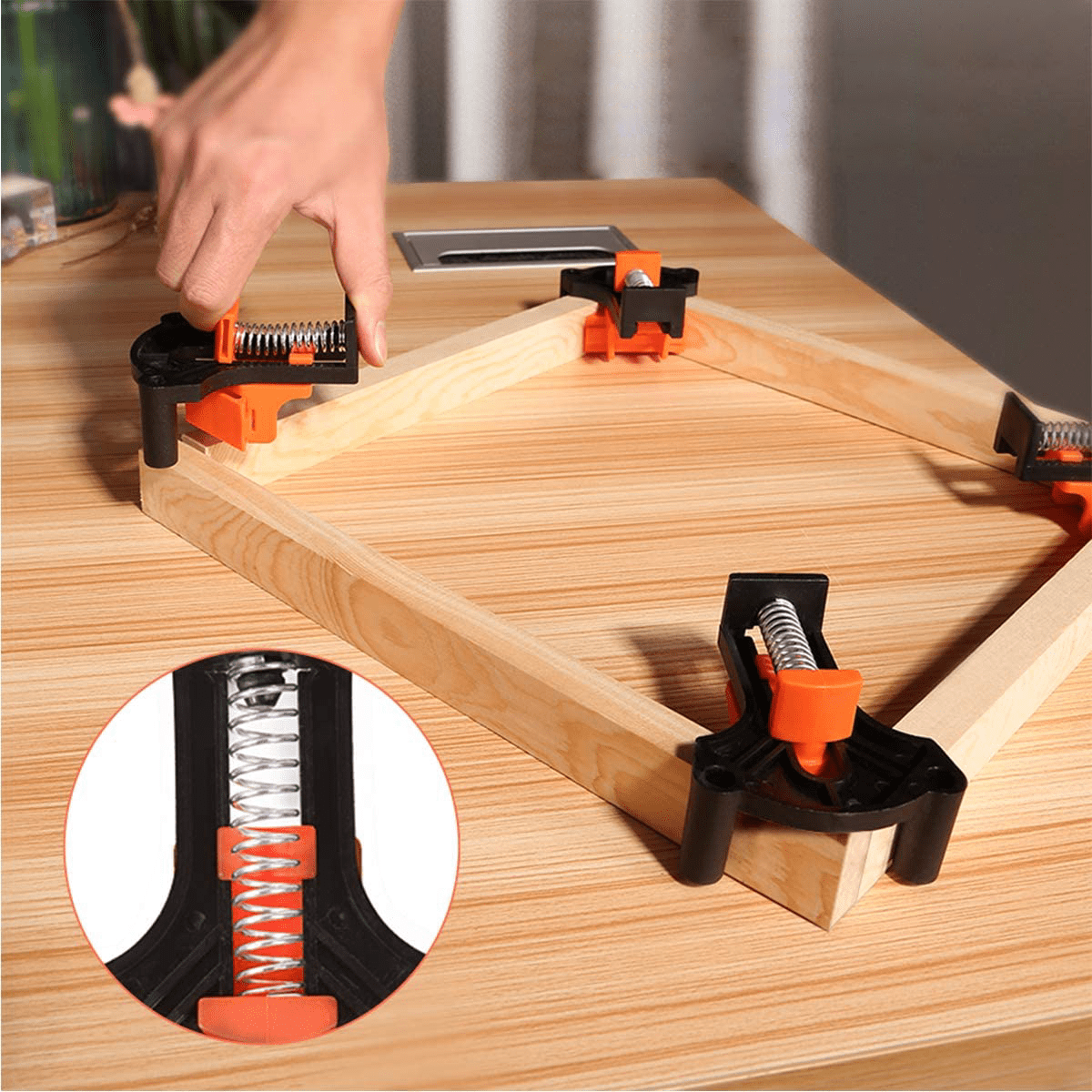 Effektivt träverktygsklämset – Precisionshörnklämmor för säkra 60°, 90°, 120° träprojekt