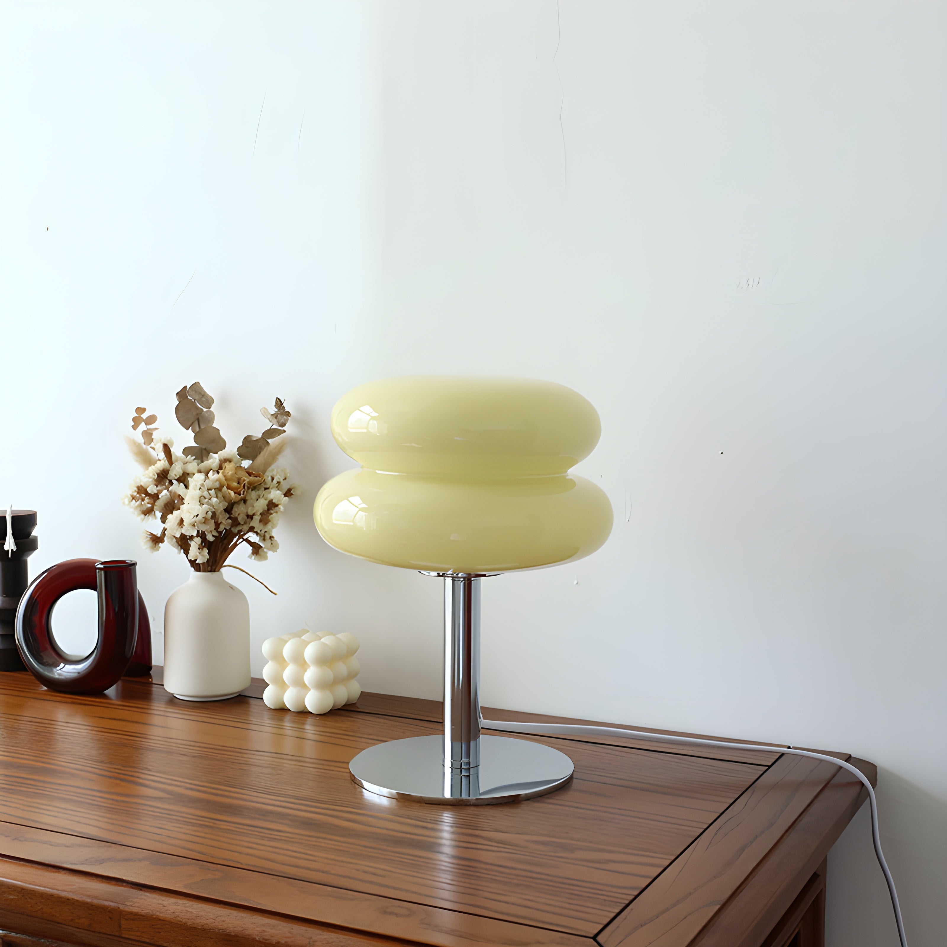Italiensk designer glas ägg tart LED bordslampa för heminredning