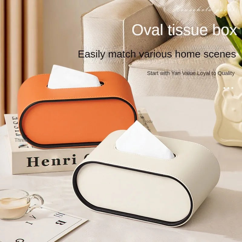 Tissue Box Cover PU Leather Modern Holder