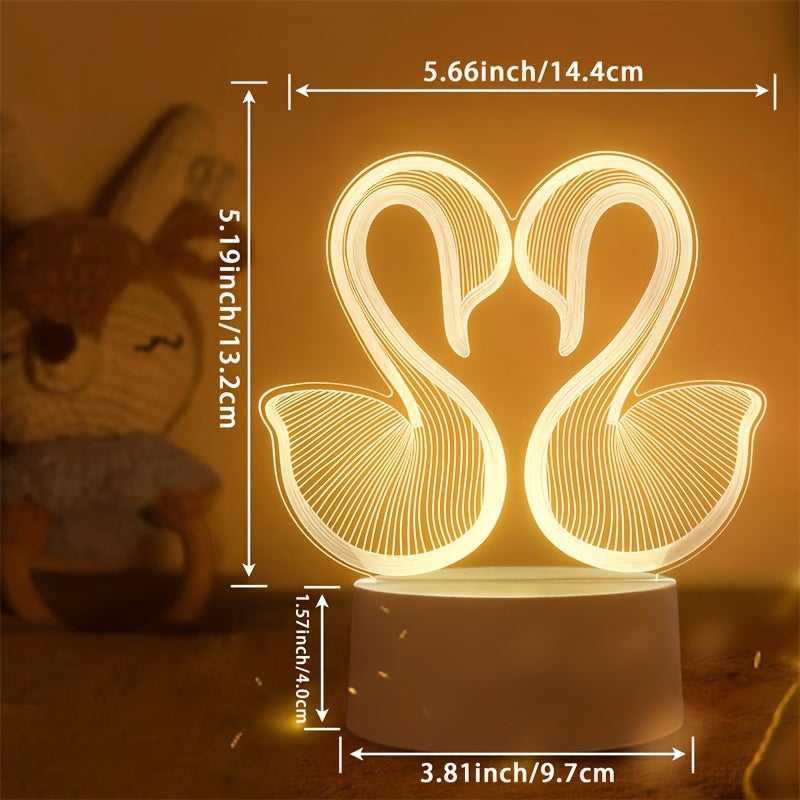 SwanLight - 3D LED Bordslampa med Akrylrama