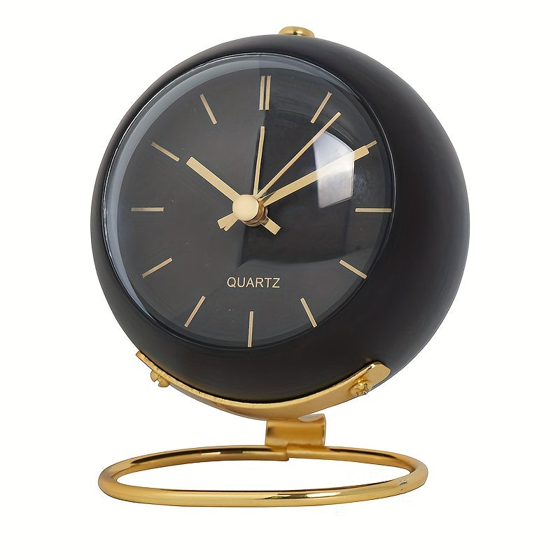 Nordic Silent Desk Clock – Luminösa Visare & Metallram
