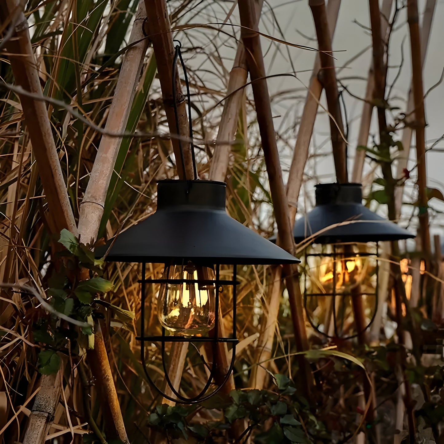 SolarGlow Duo - 2 st Solar Vintage Utomhuslyktor Svart Metall