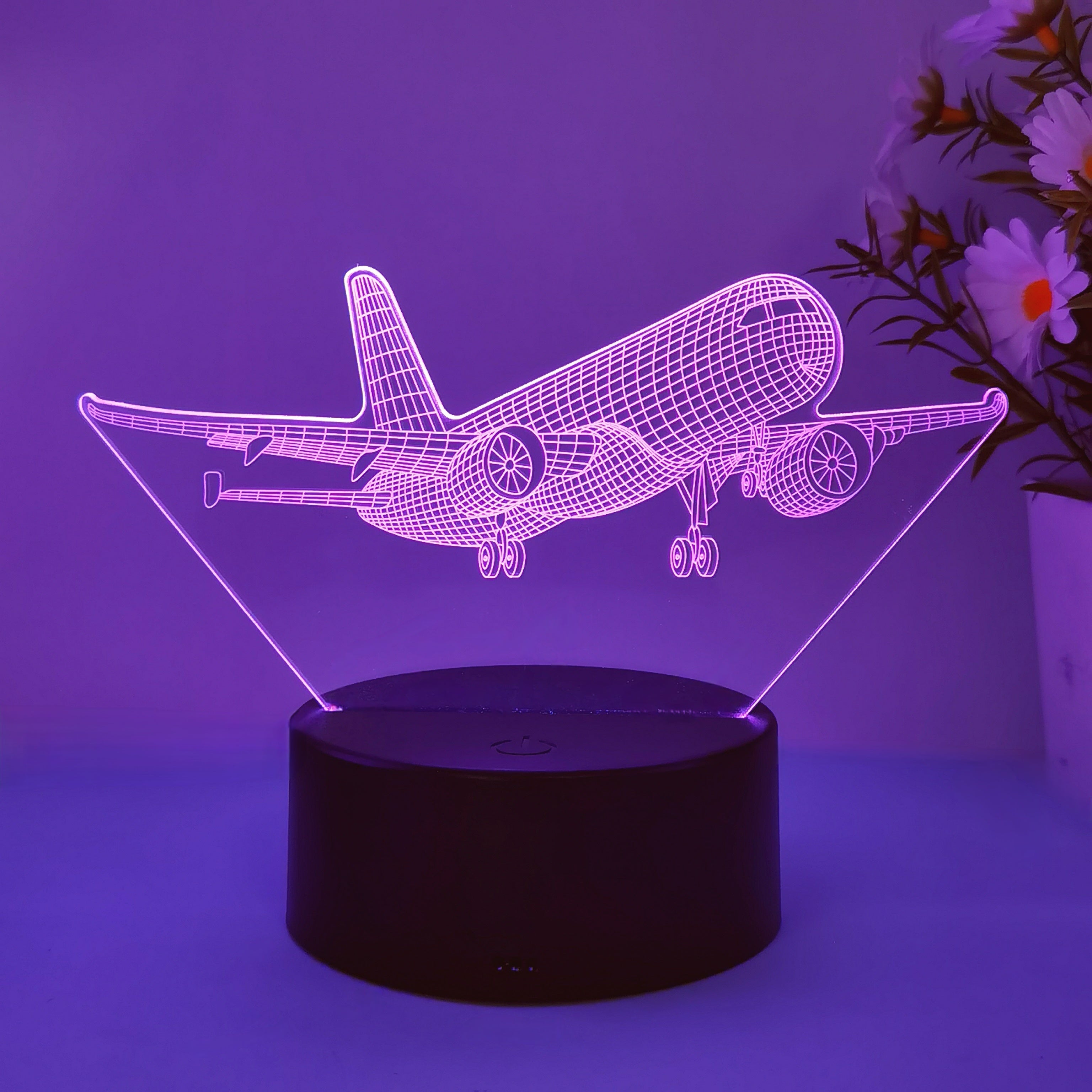 SkyGlow - 3D Flygplansakrylnattlampa med USB, LED Bordslampa