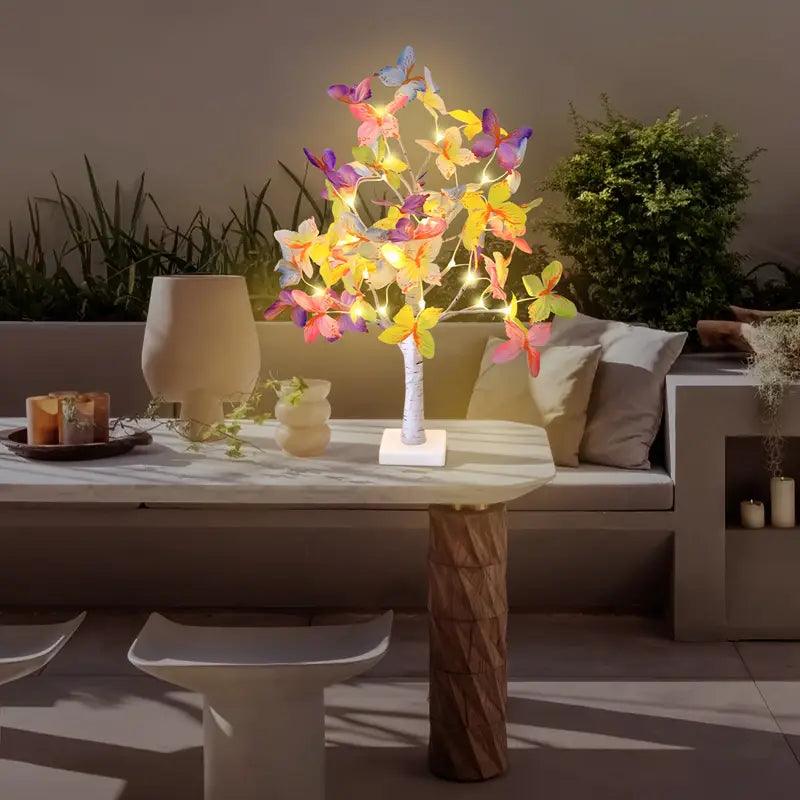 Carvallo Butterfly Light | 24 LED fjärilsbordslampa | USB- & batteridriven | För hem- & festdekoration