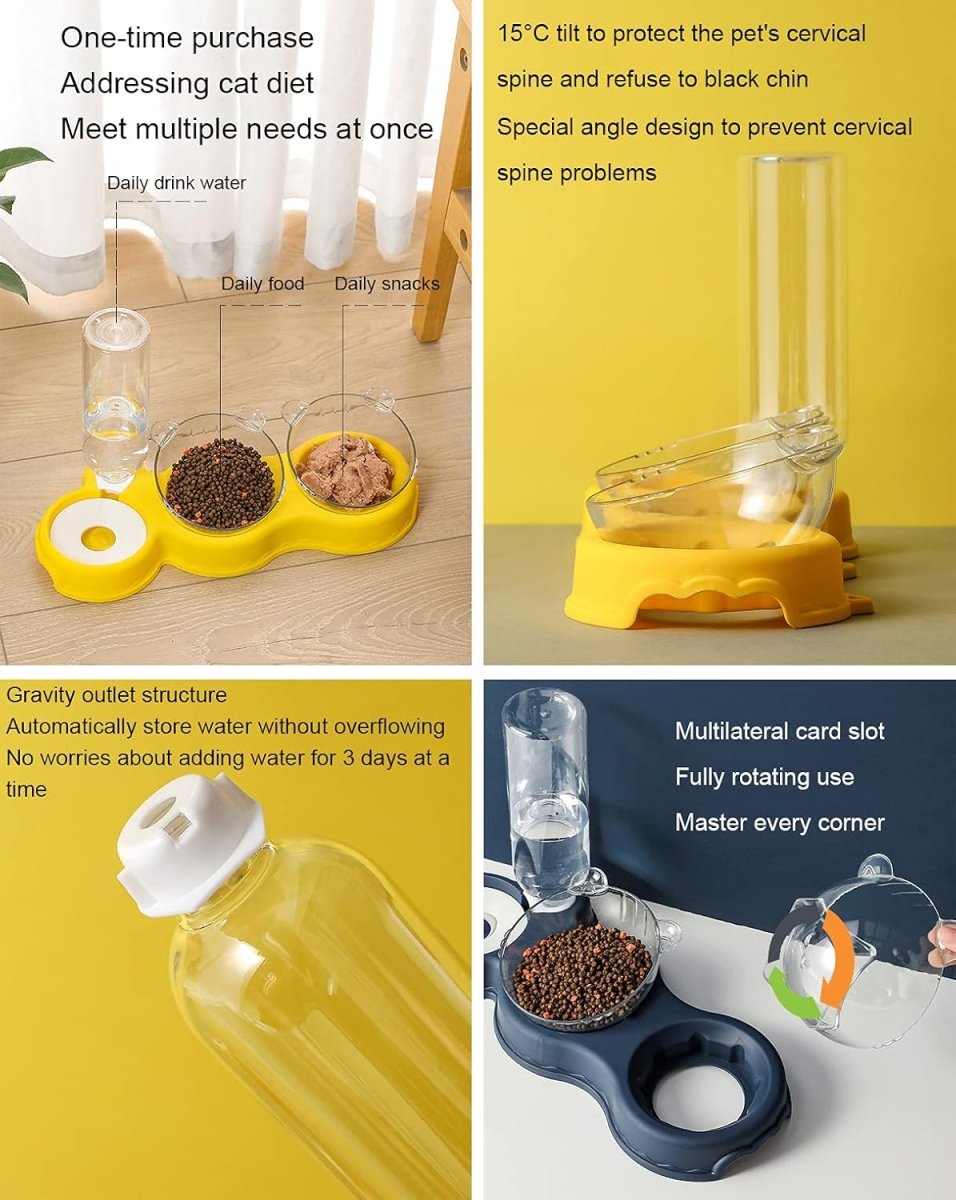 FEASTFLOW – 3-i-1 upphöjd foderstation med vattendispenser