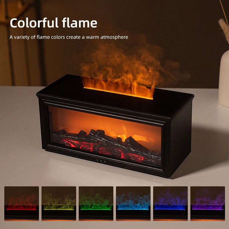 FlameAura – Aromaterapi-kamin-diffusor med 7 LED-färger