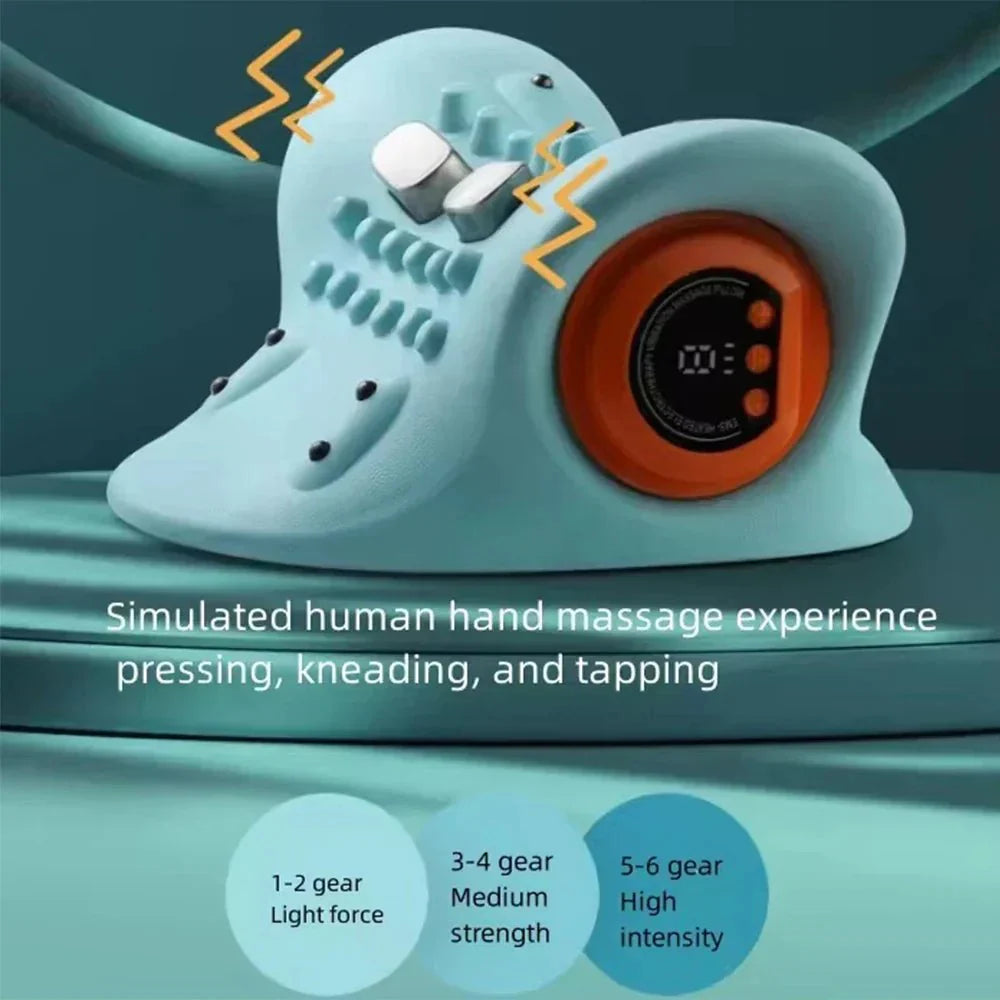 Flexease Nackmassageapparat - EMS-teknologi, akupressur & traction - effektiv lindring av nacksmärta & hållningsstöd - daglig 10-minuters avkoppling