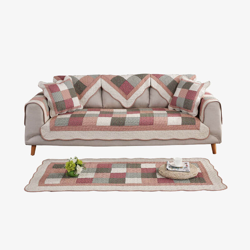 Bomullsquiltad tvättbar halkfri sofföverdrag med komfort