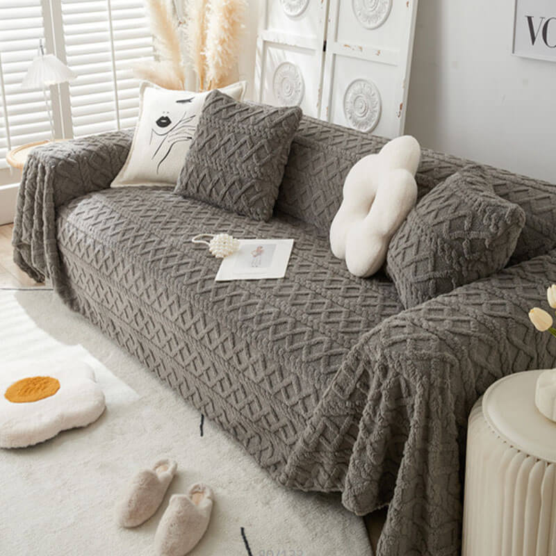 Enfärgad fleece möbel skyddsoverkast mjuk mysig