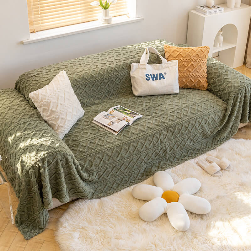 Enfärgad fleece möbel skyddsoverkast mjuk mysig