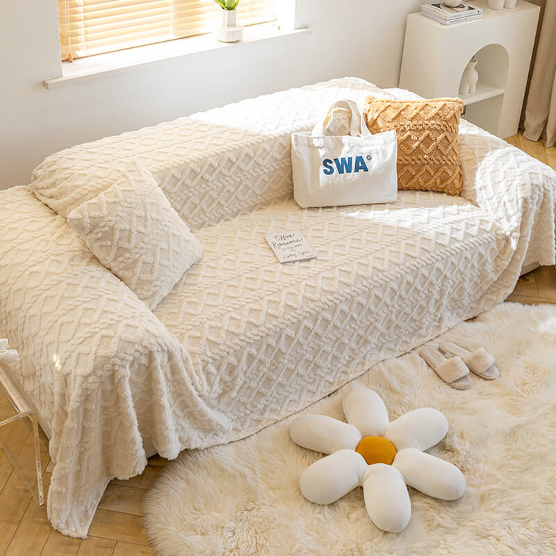 Enfärgad fleece möbel skyddsoverkast mjuk mysig