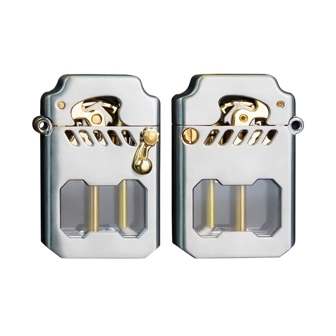 GearFrame Lighter - Vindskyddat tändsticka med växellådsmechanism och säkerhetslås