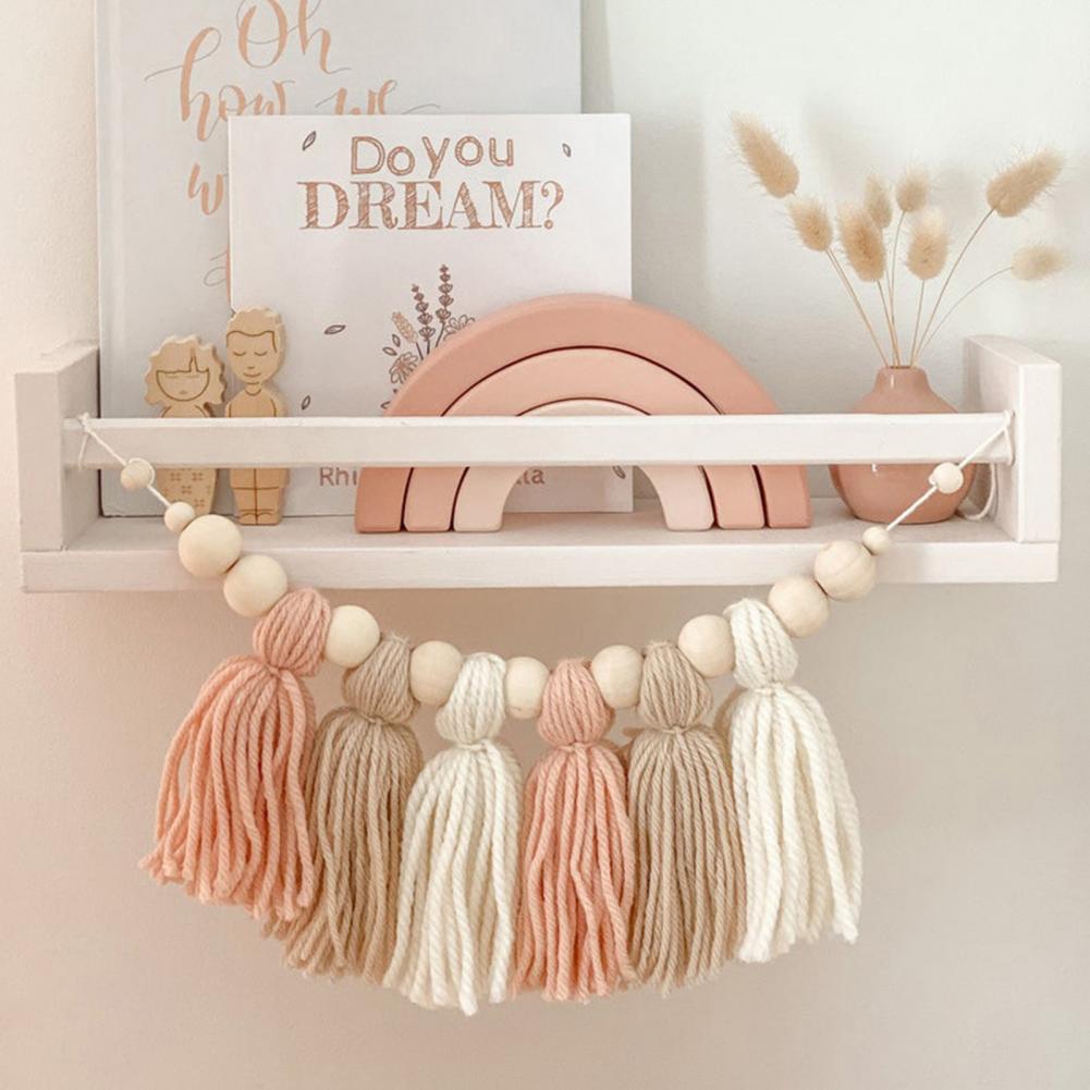Glow String Baby Room Garland - soft wooden bead decoration for a calm and magical atmosphere