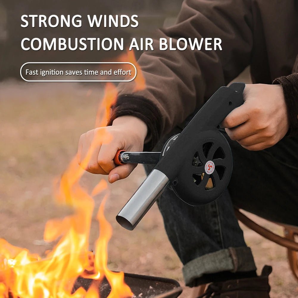 GRILLBLOW – Bärbar Handkedjadriven BBQ-fläkt för utomhusmatlagning