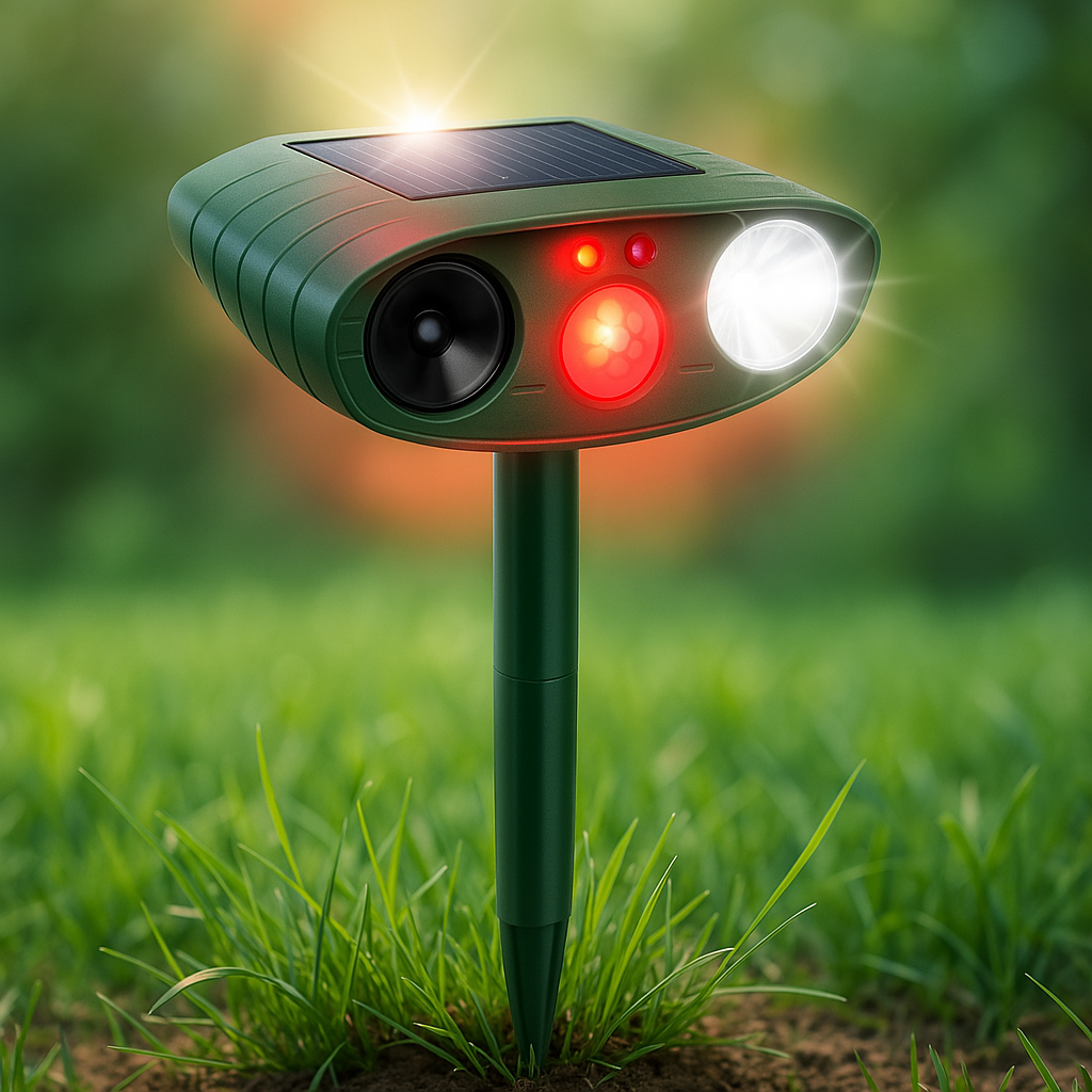 Trädgårdsdjuravskräckare med solsensor