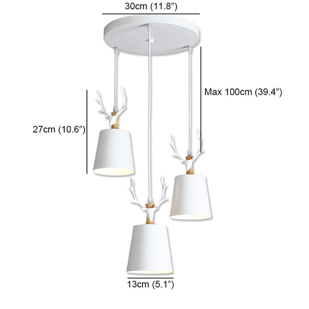 3-ljus Renhorn Design LED Klassisk Kandelaber Hängande Lampa
