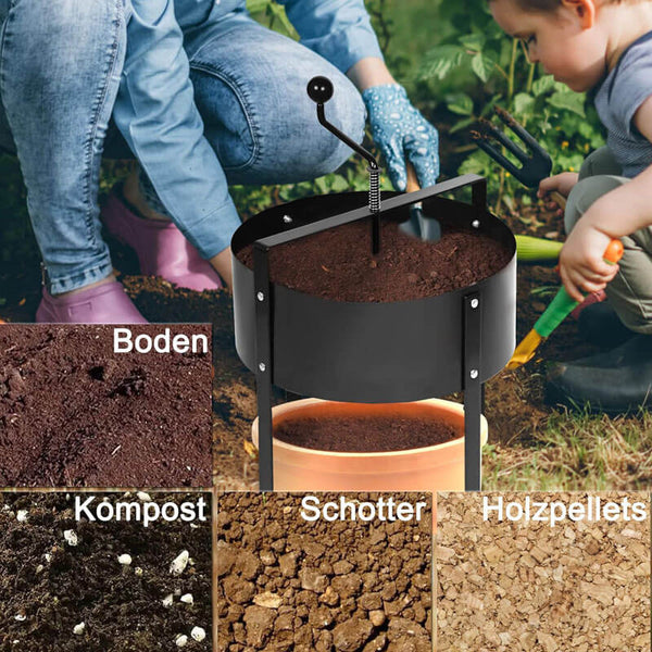 Carvallo Bodenzeef TerraSift Pro | Ergonomisk & Effektiv | För jord, kompost & sand | Metallram