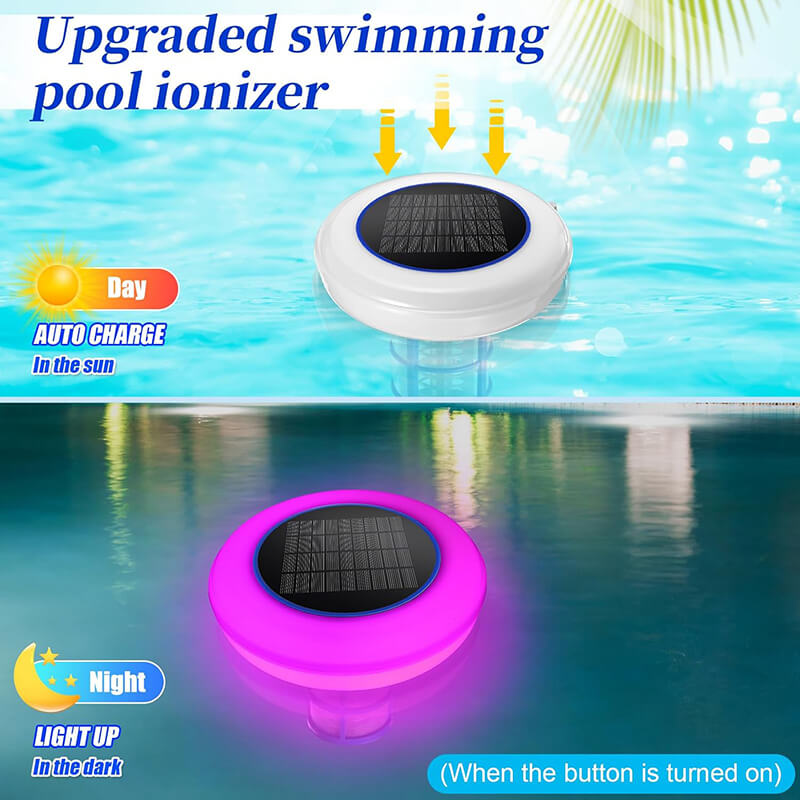 Solenergidriven pooljoniser med LED-lampa
