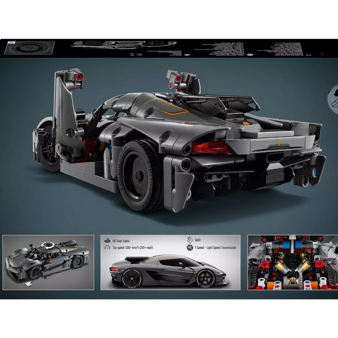 Bilbyggleksak med rörliga motor delar