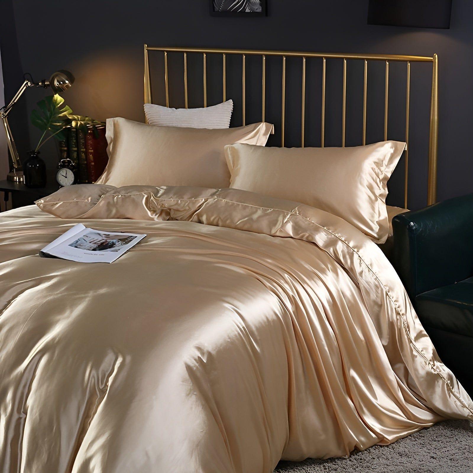 RoyalSilk Sängkläder - Lyxigt Satin Duvet Set (1 Påslakan + 1 Duvetörngott + 2 Örngott)