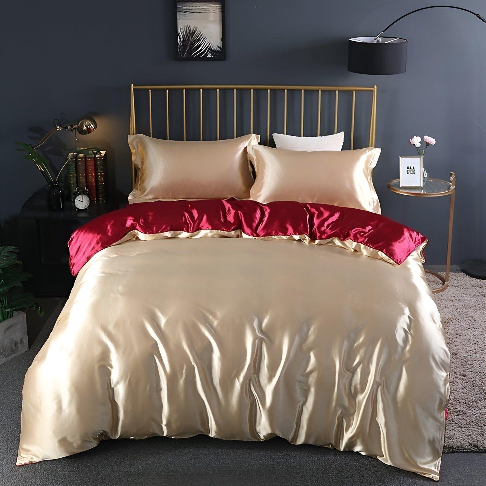 RoyalSilk Sängkläder - Lyxigt Satin Duvet Set (1 Påslakan + 1 Duvetörngott + 2 Örngott)