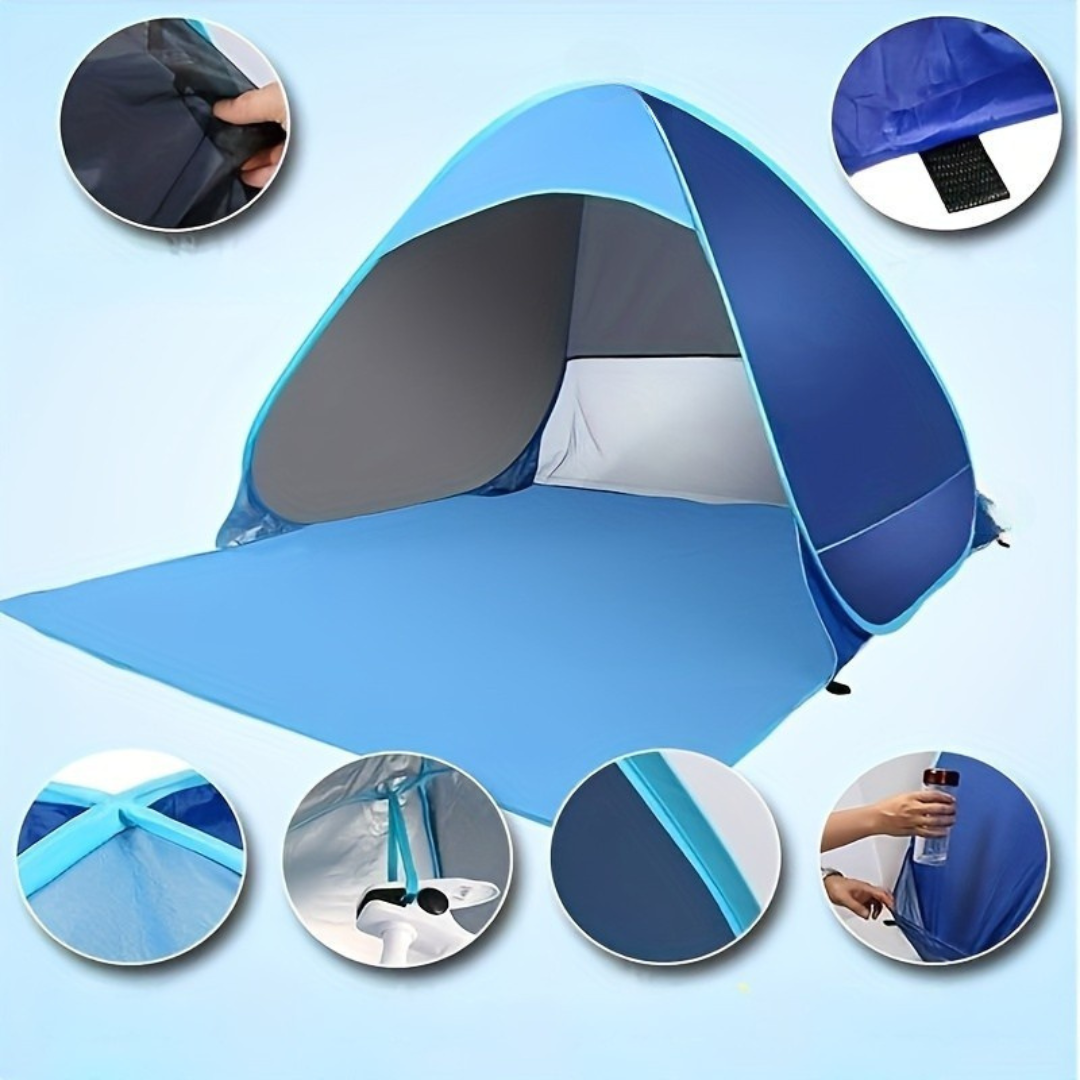 Strandtält med skuggöverdrag och bärväska