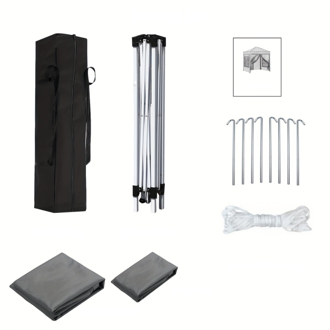 Trädgårdsgazebo Grå Stål Utomhus Festtält