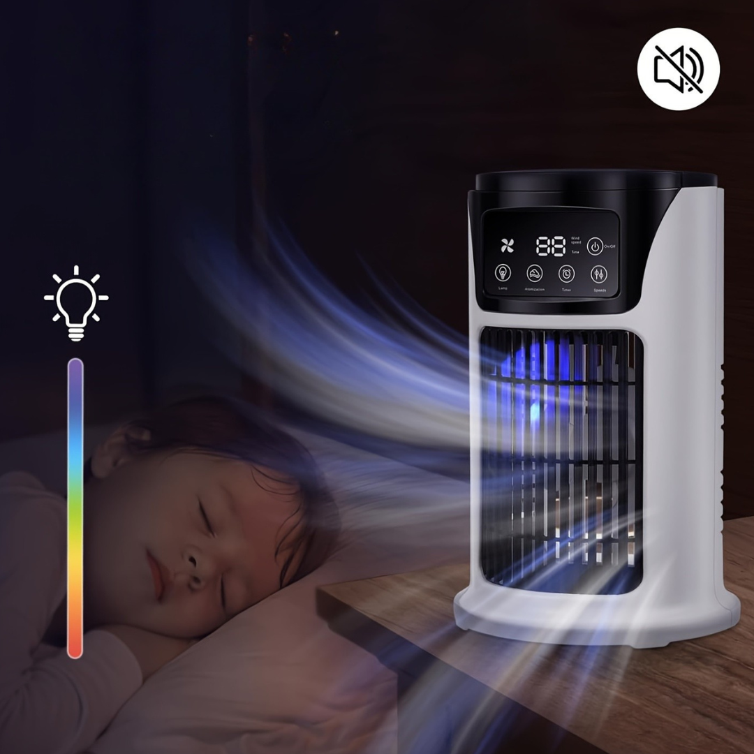 Bärbar Luftkylare Luftfuktare Fläkt USB Vit