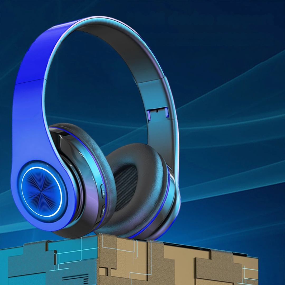 Trådlösa hörlurar LED-ljus över örat headset