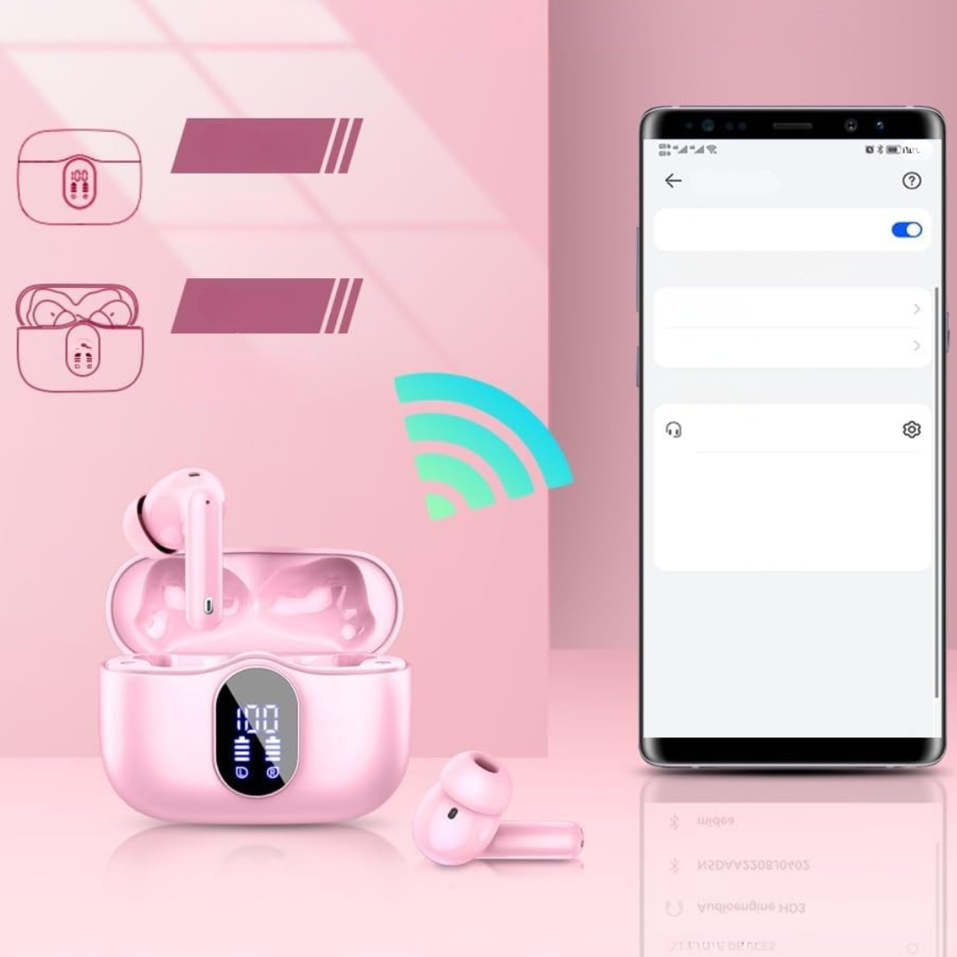 Trådlösa Bluetooth hörlurar med brusreducering öronsnäckor