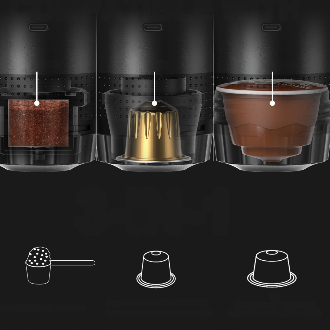 Elektrisk bärbar kaffebryggare för resa