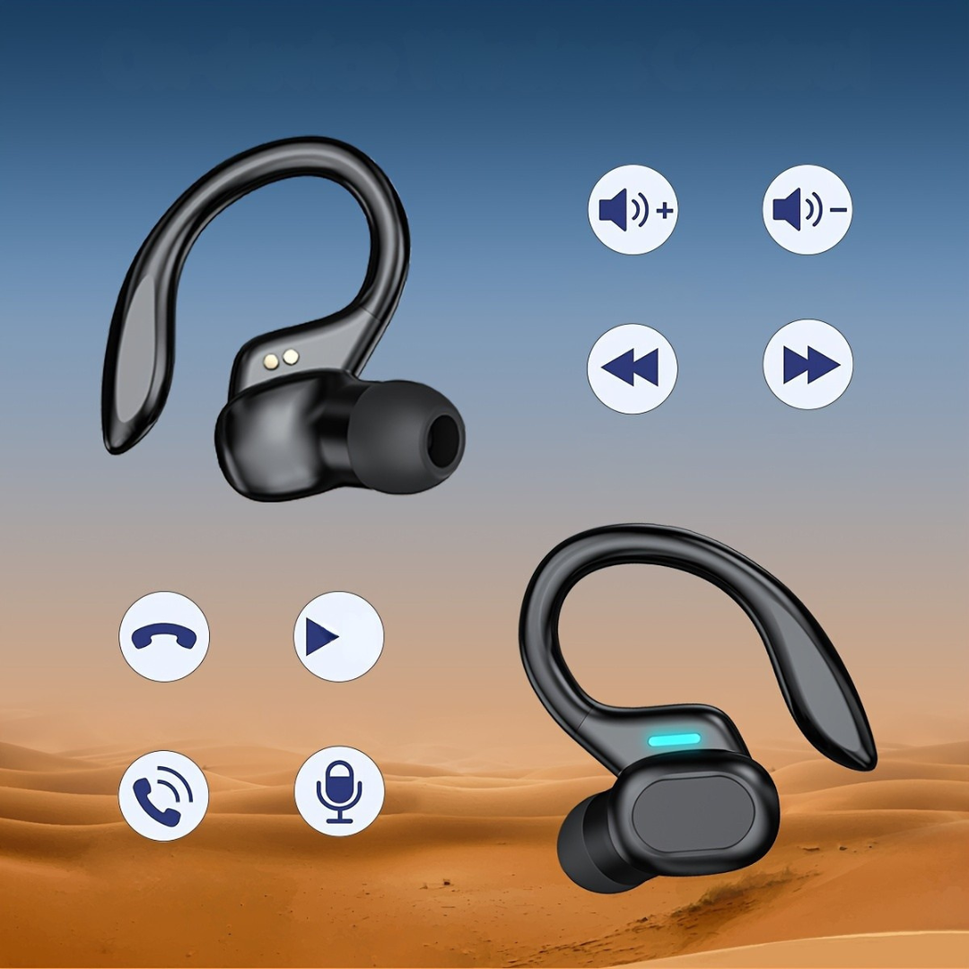 Hörlurar med sportöronhake LED-displayfodral