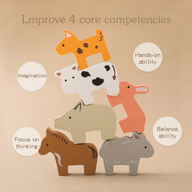 Trä gårdskedja med djur