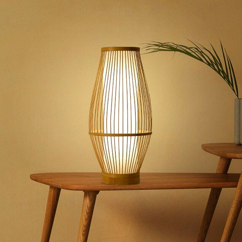 Bambu Lampa Sängbord - Handvävd Naturlig Design