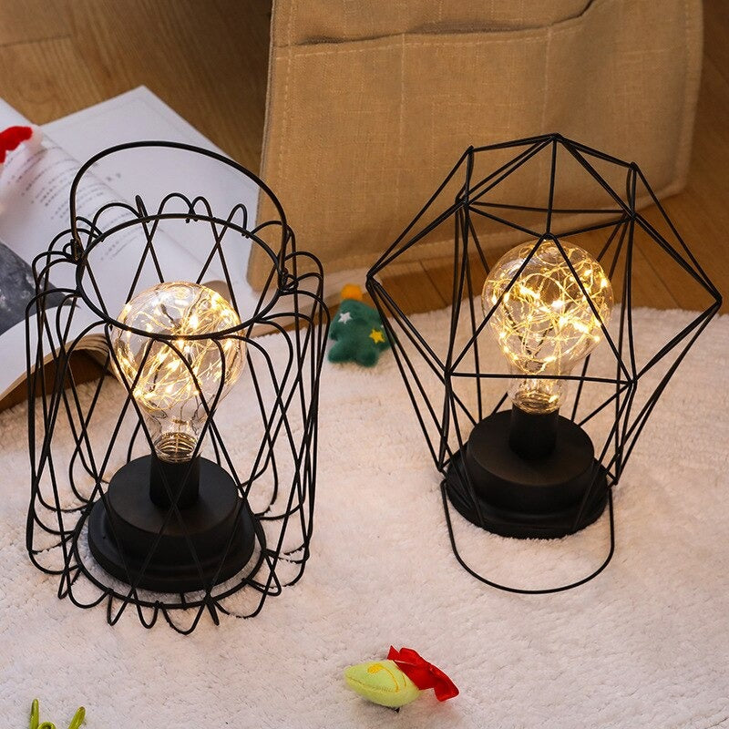 Industriell batteridriven sänglampa med färgglada pärlor