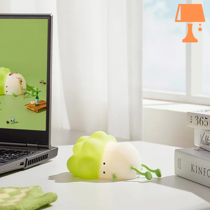 Carvallo - Rolig trådløs broccoli sänglampa med justerbara färger och ljusstyrka