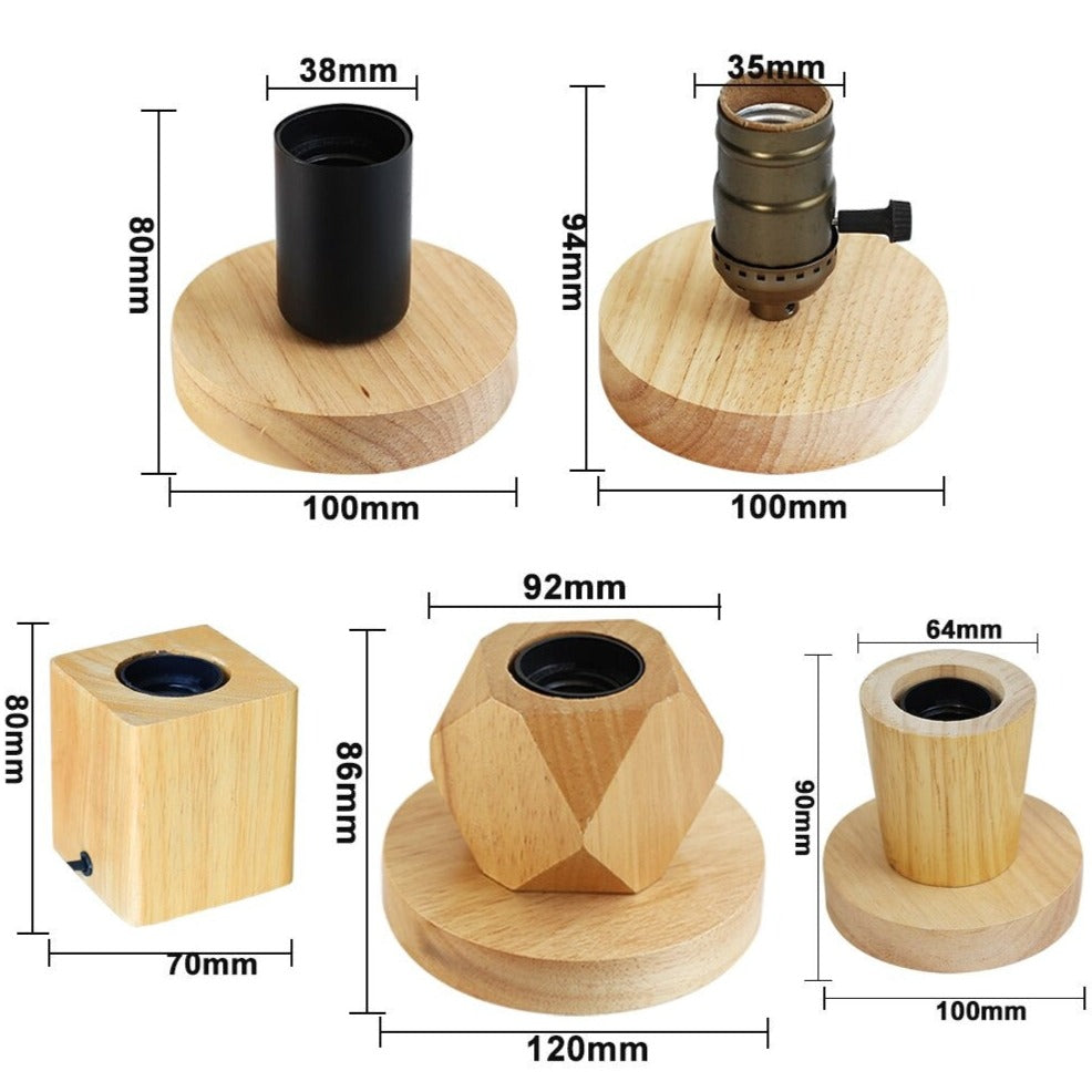 Vintage Edison Sänglampa med Träbas och Bronzefinish