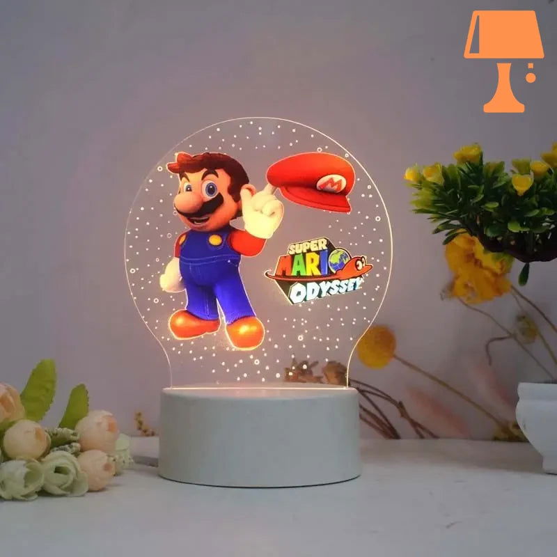 PixelGlow - Super Mario sänglampa med akrylskiva och livligt Mario-design
