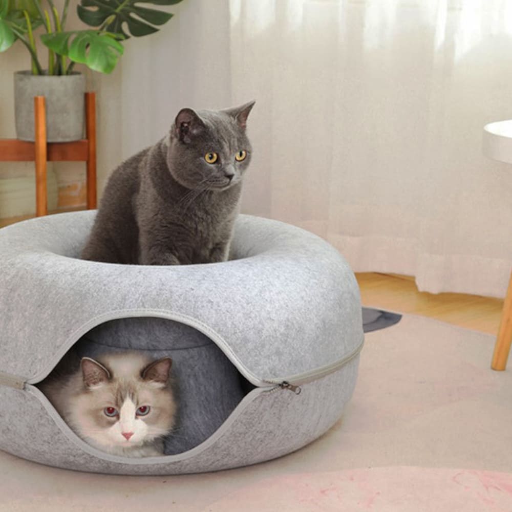 Kattbädd Filttunnel Grotta för Fler Katter