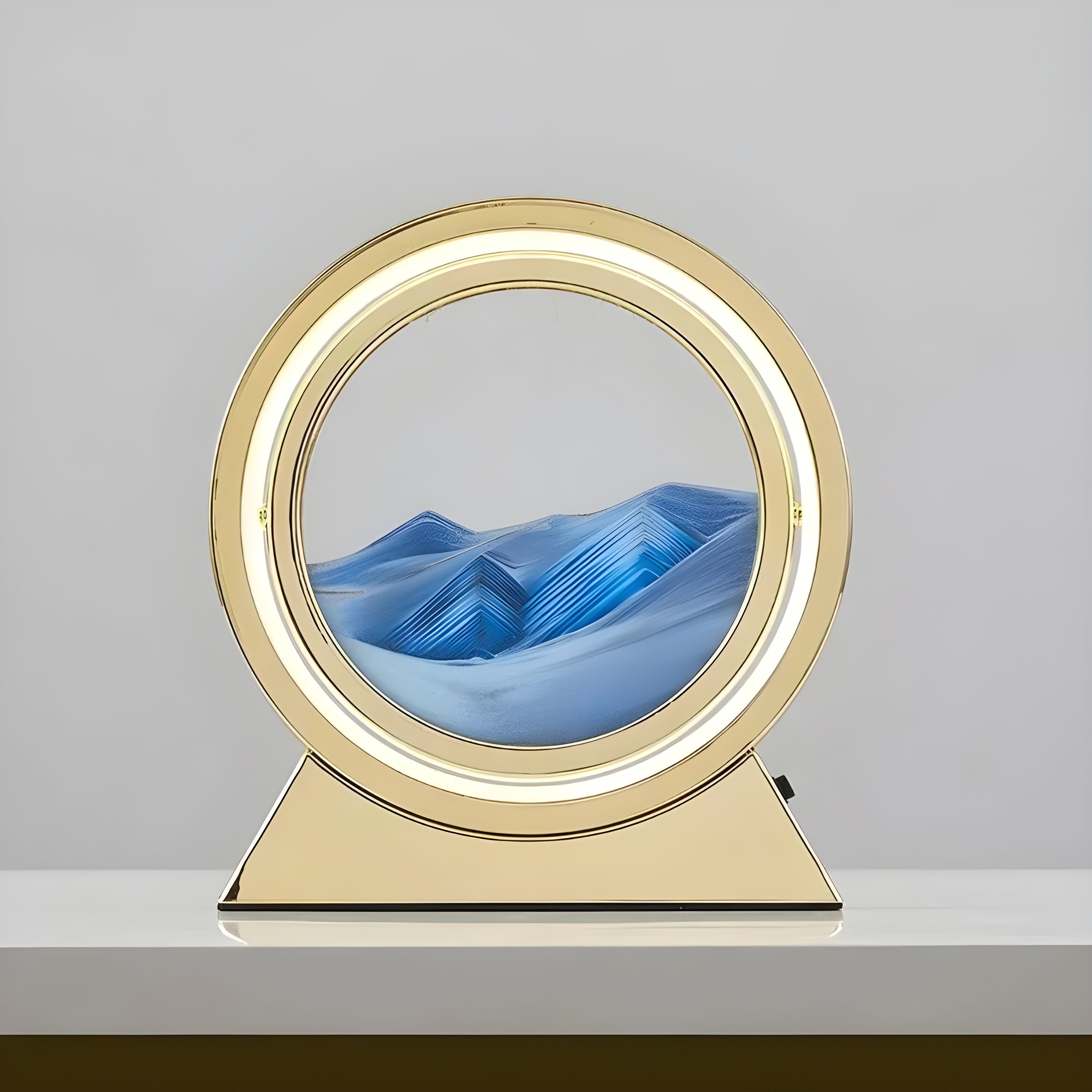 Sandbildslampa – LED-bordslampa med 3D sandmotiv | Avkopplande dekoration för vardagsrum och kontor