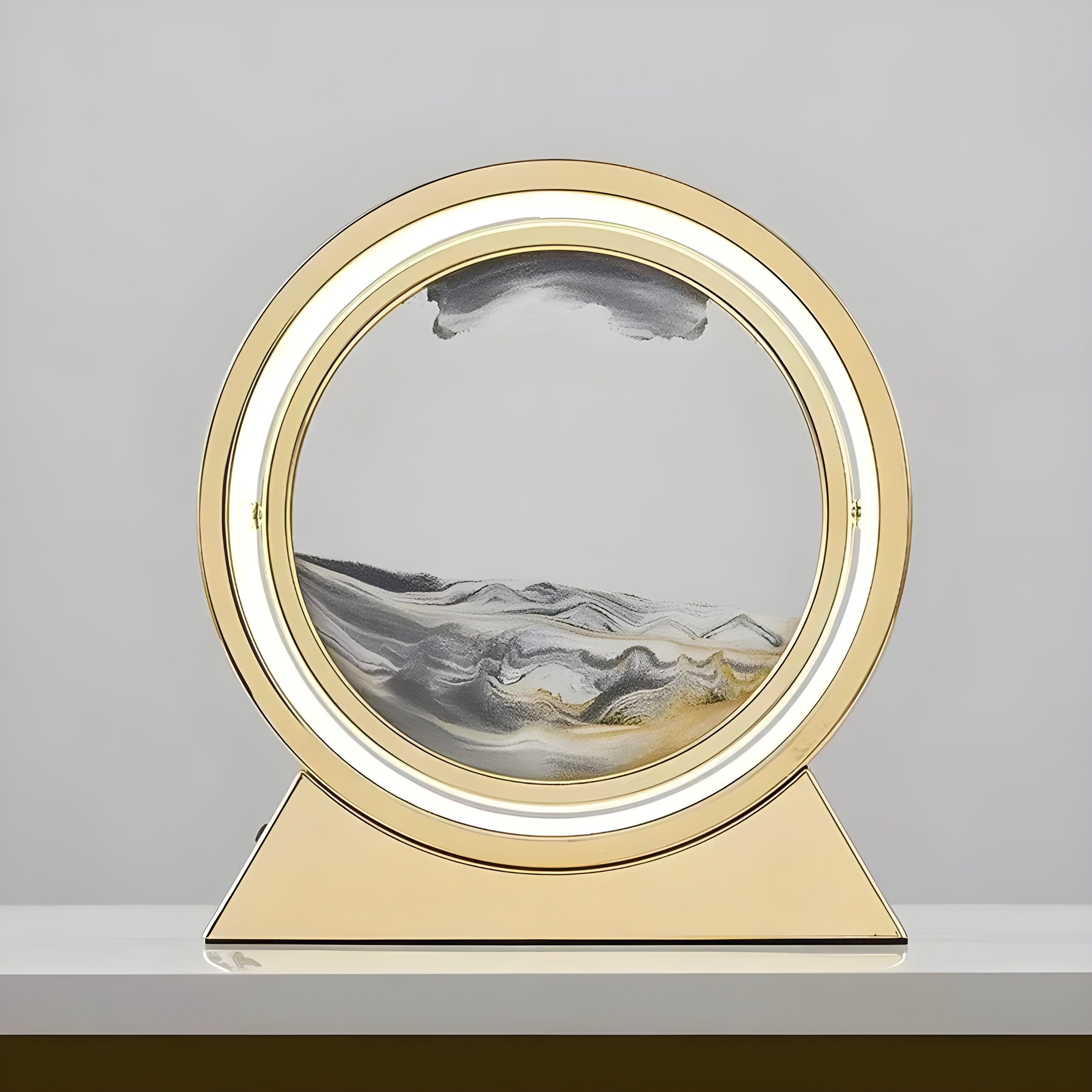 Sandbildslampa – LED-bordslampa med 3D sandmotiv | Avkopplande dekoration för vardagsrum och kontor