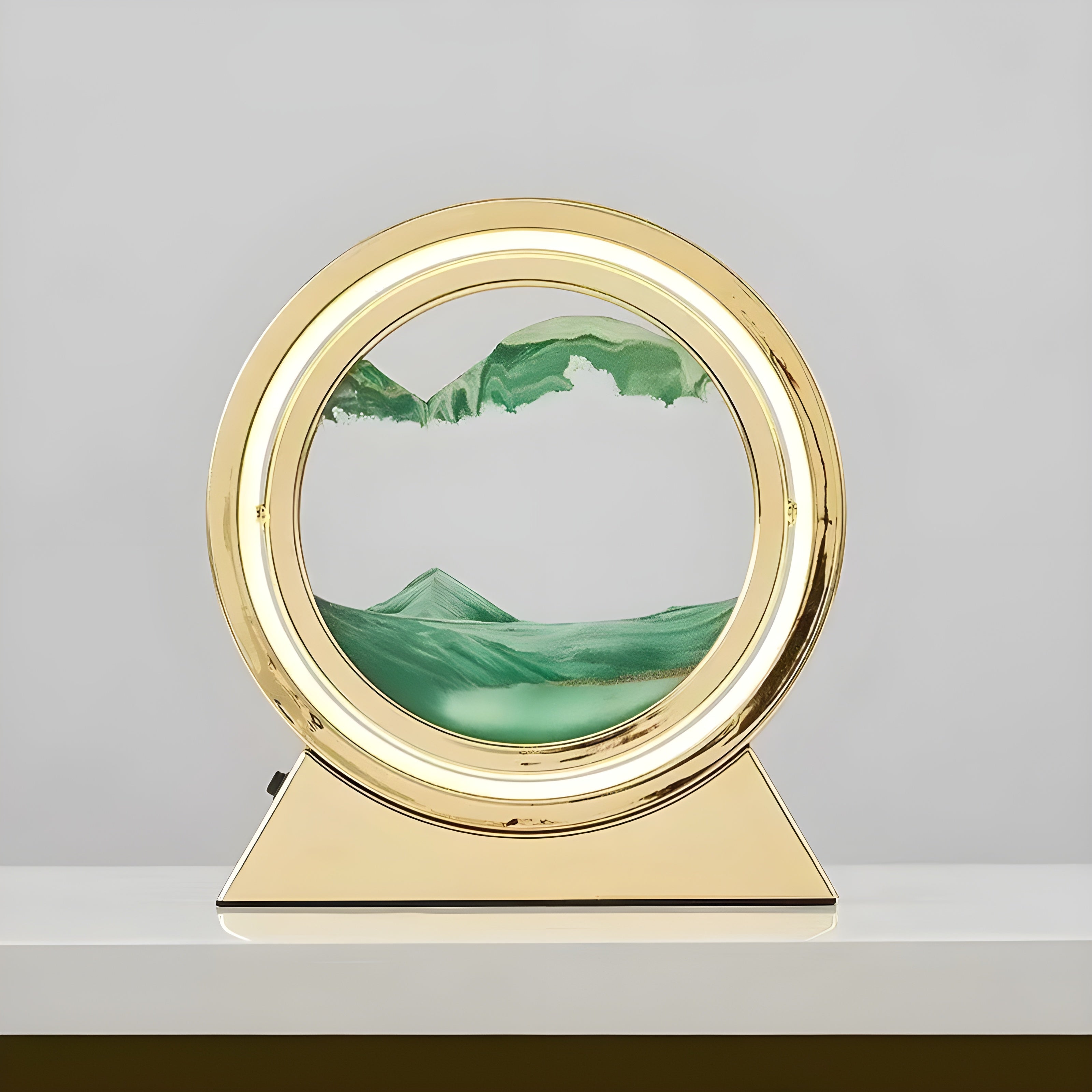 Sandbildslampa – LED-bordslampa med 3D sandmotiv | Avkopplande dekoration för vardagsrum och kontor