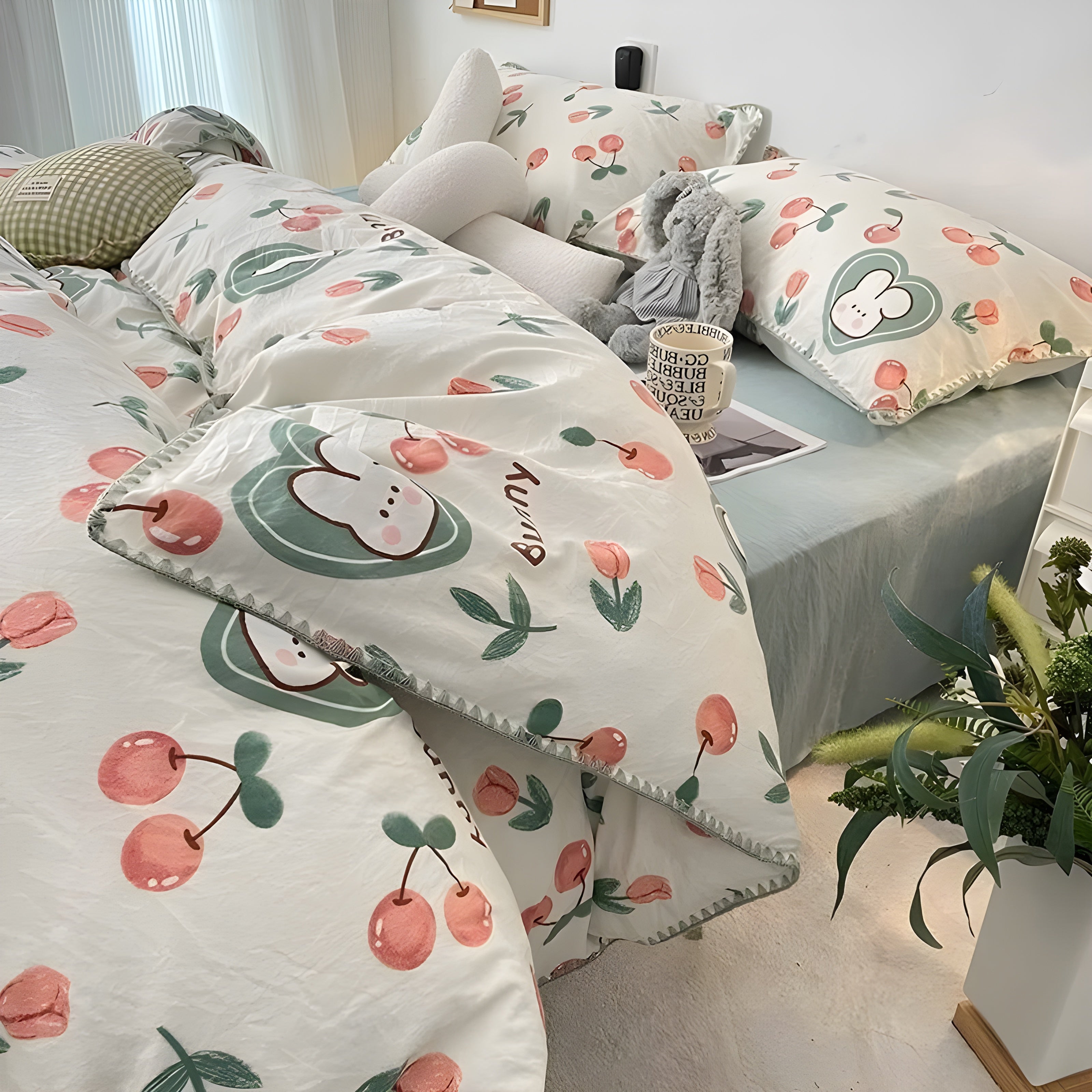 SoftBloom Sängkläder Set - Elegant sängkläder set tillverkat av bomull med blommönster