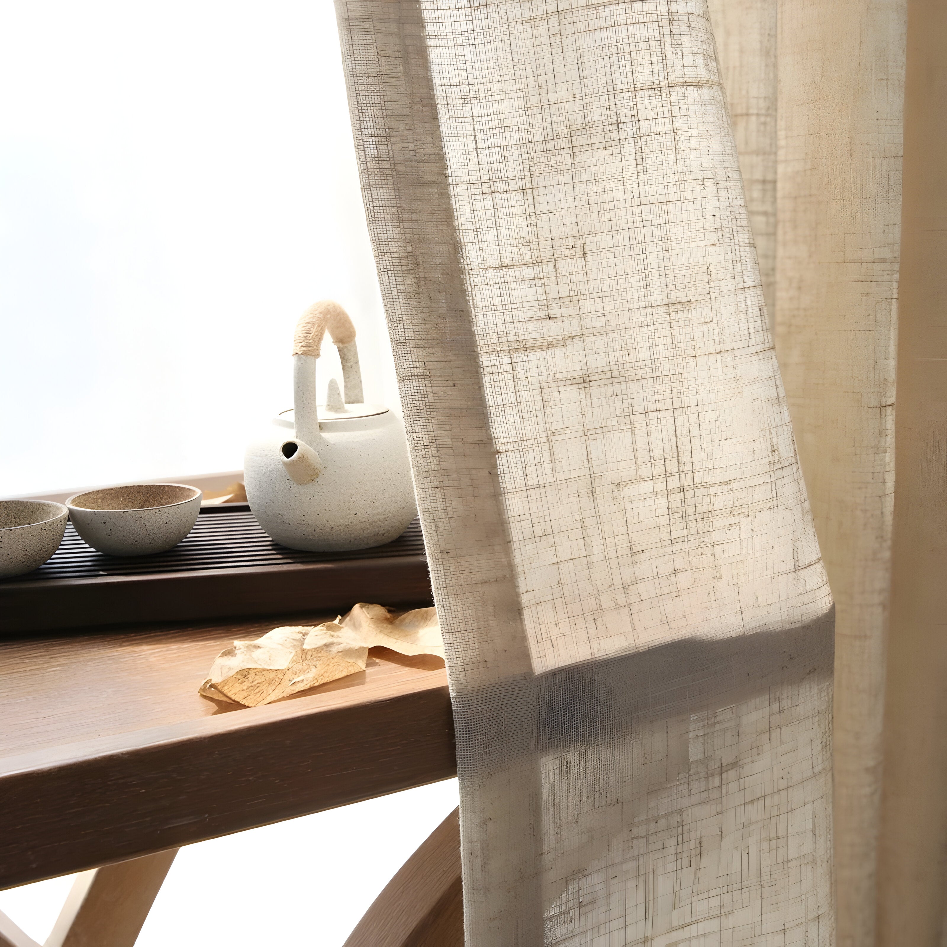 HikariVeil Gardiner - Japansk Stil Halvgenomskinliga Integritetsgardiner